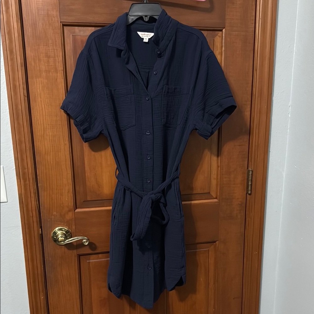 Weatherproof Blue Cuffed Sleeve Polo Mini Dress